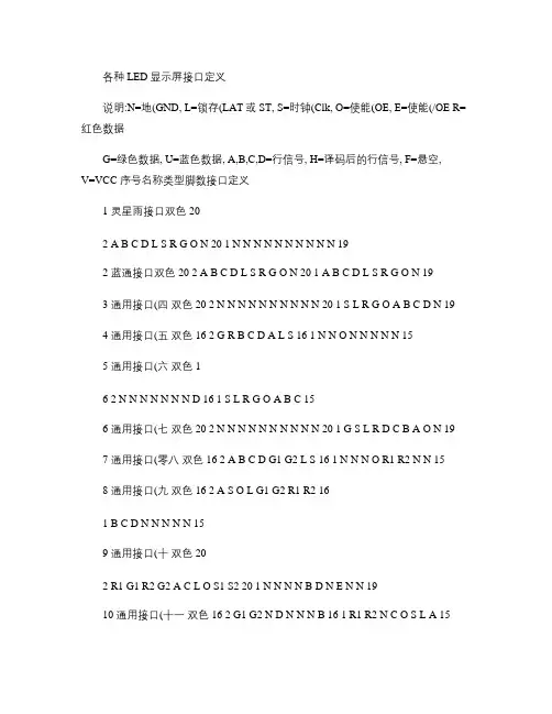 各种LED显示屏接口定义(精)