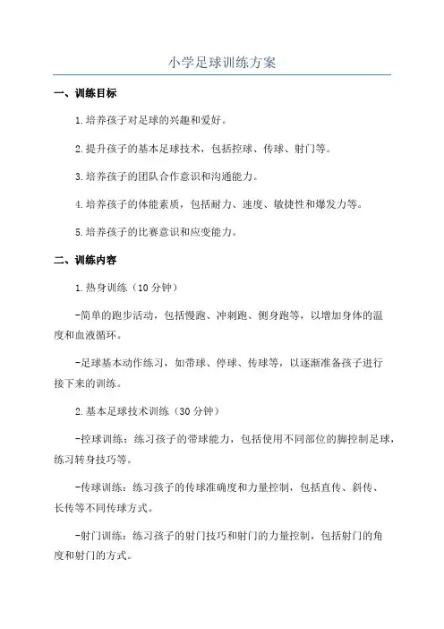 小学足球训练方案