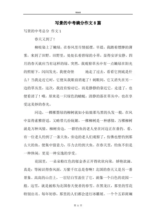 写景的中考满分作文8篇