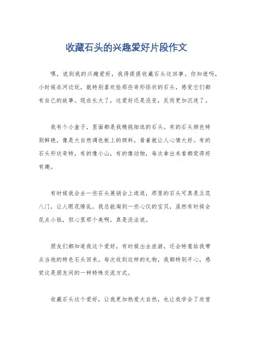 收藏石头的兴趣爱好片段作文