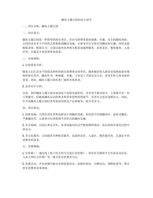 蹦床主题公园创业计划书