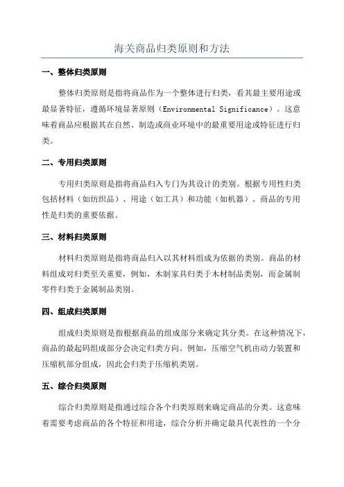 海关商品归类原则和方法