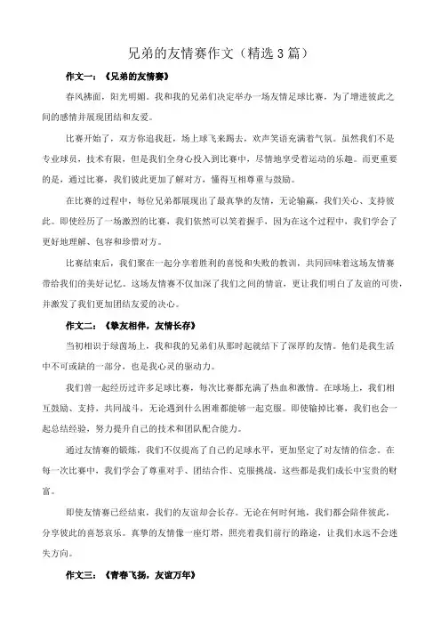 兄弟的友情赛 作文(精选3篇)