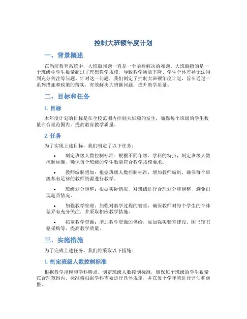 控制大班额年度计划