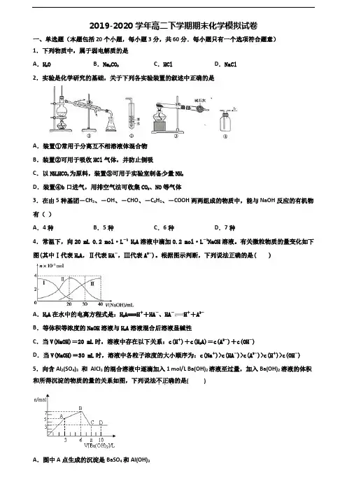 ★试卷3套汇总★山西省运城市2020年高二化学下学期期末质量检测试题