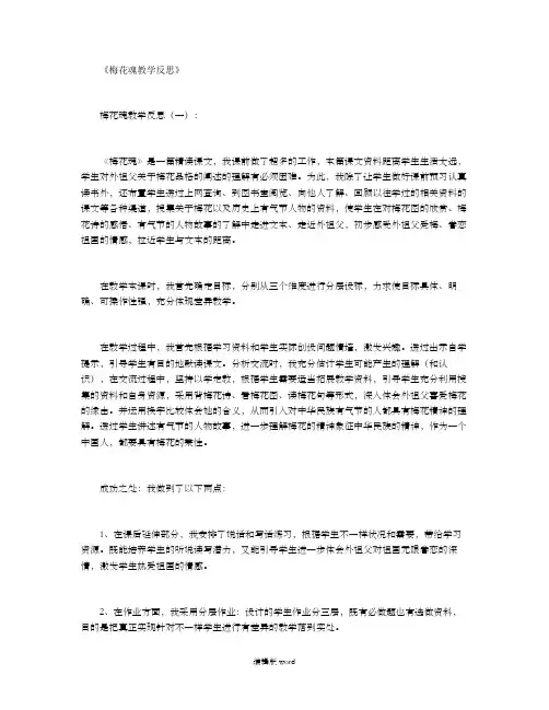 梅花魂教案(5篇)