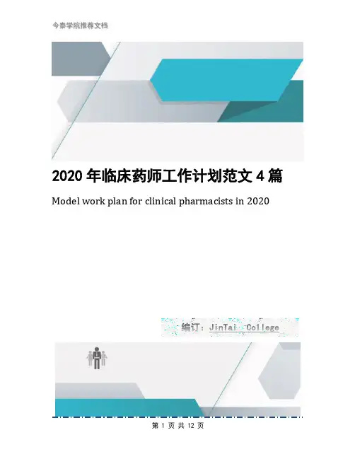 2020年临床药师工作计划范文4篇