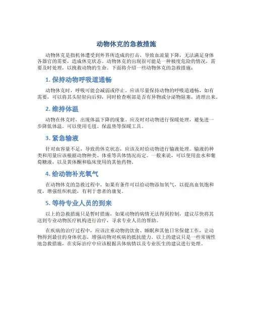 动物休克的急救措施