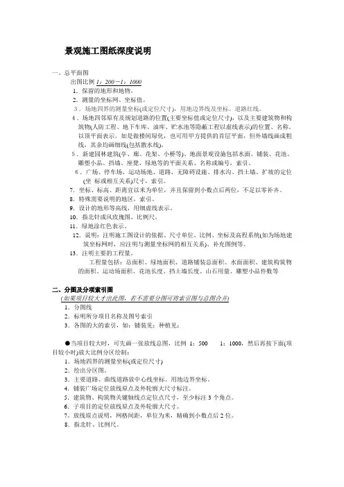 景观专业施工图纸深度说明