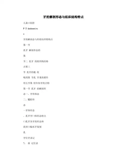 牙的解剖形态与组织结构特点