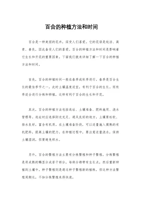 百合的种植方法和时间
