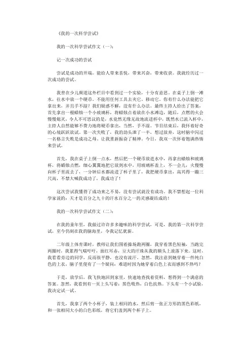 我的一次科学尝试(作文20篇)