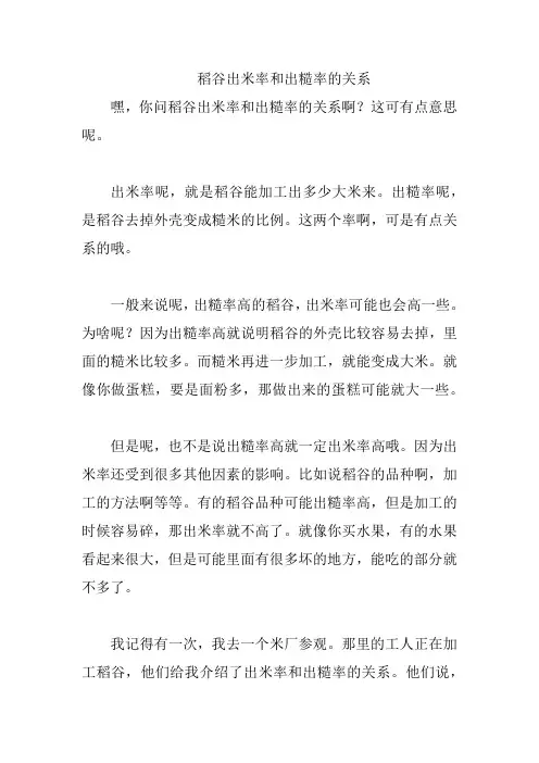 稻谷出米率和出糙率的关系