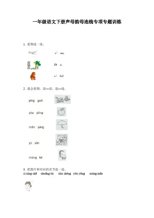 一年级语文下册声母韵母连线专项专题训练