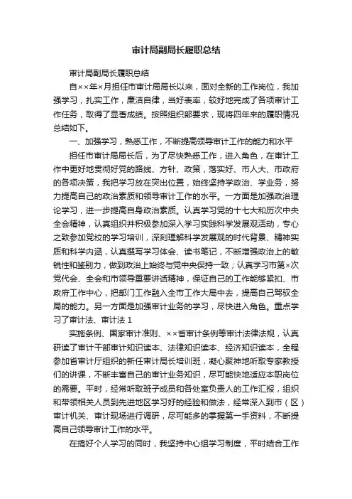 审计局副局长履职总结