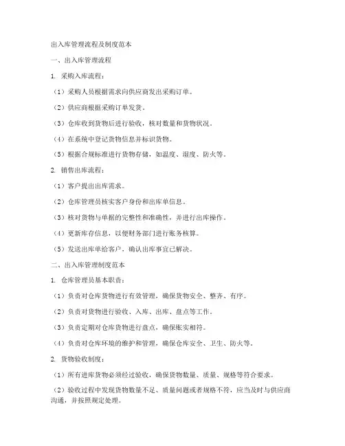 出入库管理流程及制度范本