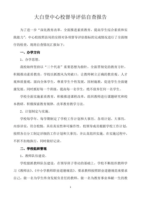 大白登中心校督导评估自查报告
