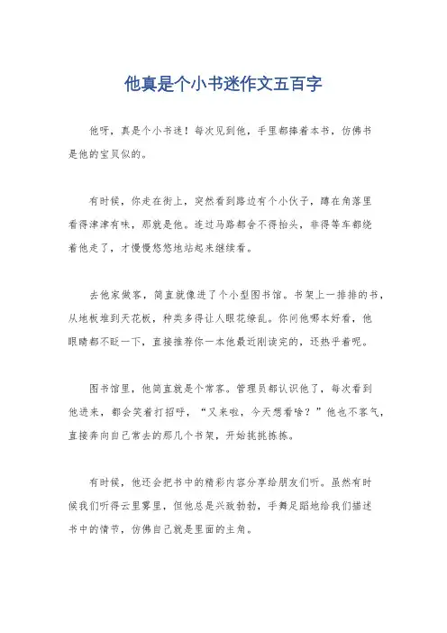 他真是个小书迷作文五百字