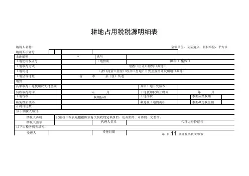 耕地占用税税源明细表