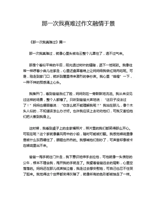 那一次我真难过作文融情于景