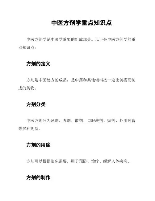 中医方剂学重点知识点