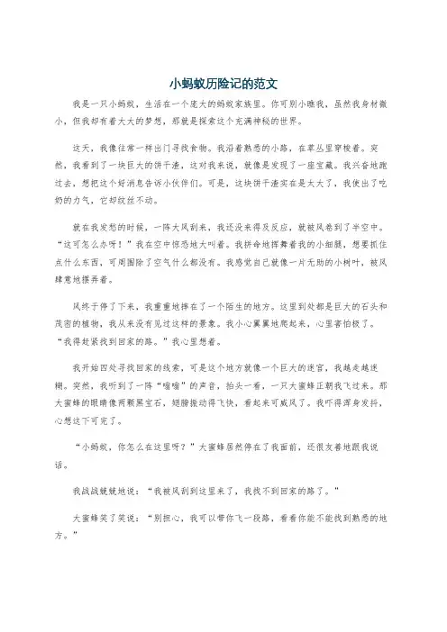 小蚂蚁历险记的范文