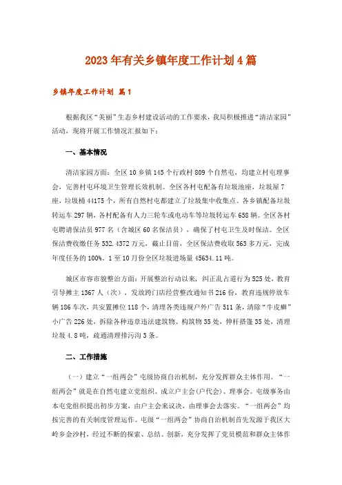 2023年有关乡镇年度工作计划4篇