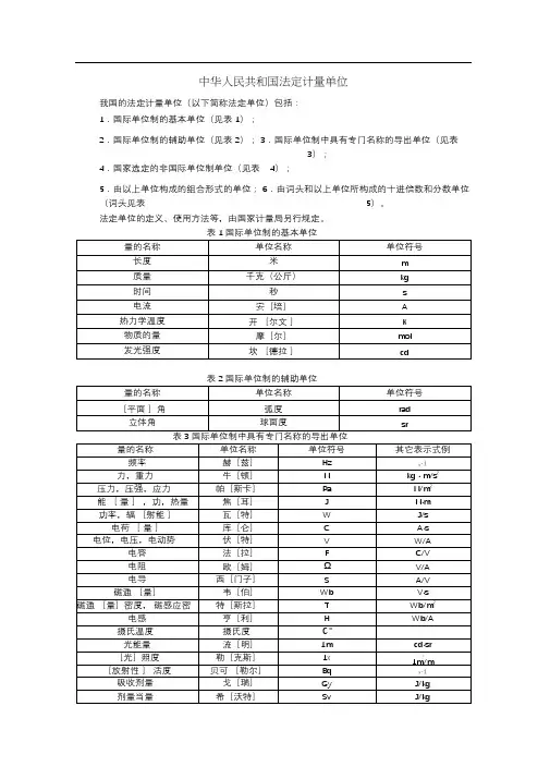 (完整版)中华人民共和国法定计量单位