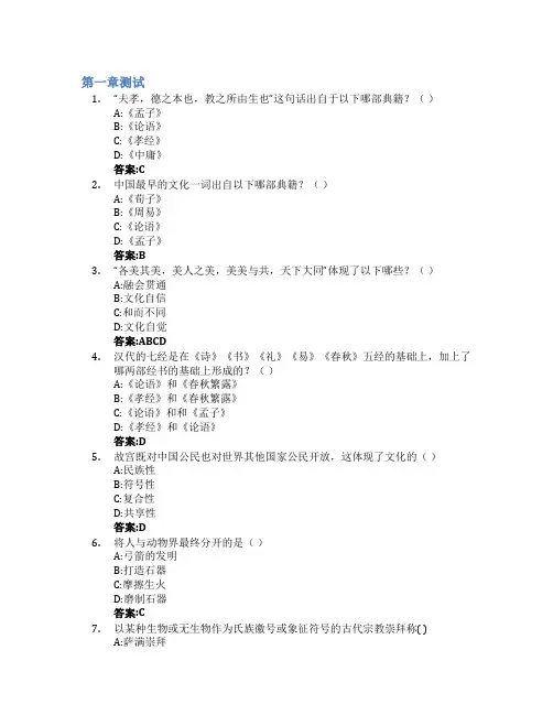 中国传统文化智慧树知到答案章节测试2023年山东理工大学