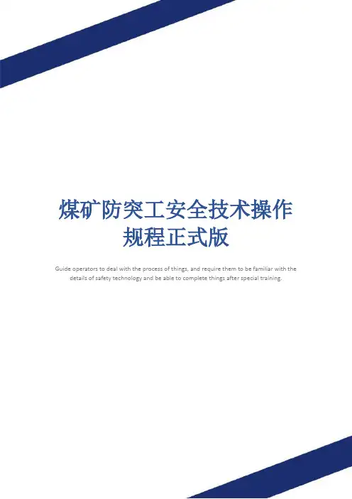 煤矿防突工安全技术操作规程正式版