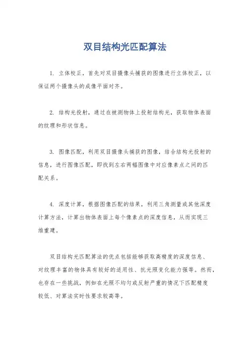 双目结构光匹配算法