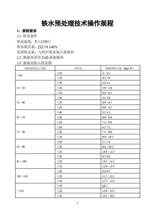 铁水预处理技术操作规程√