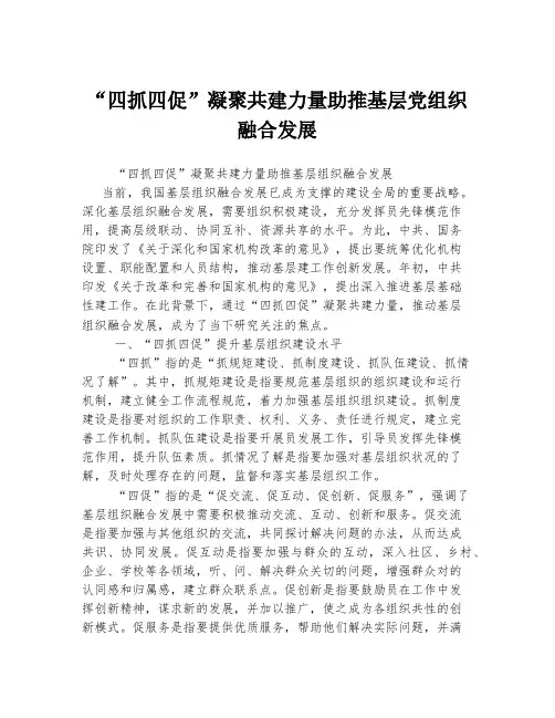 “四抓四促”凝聚共建力量助推基层党组织融合发展