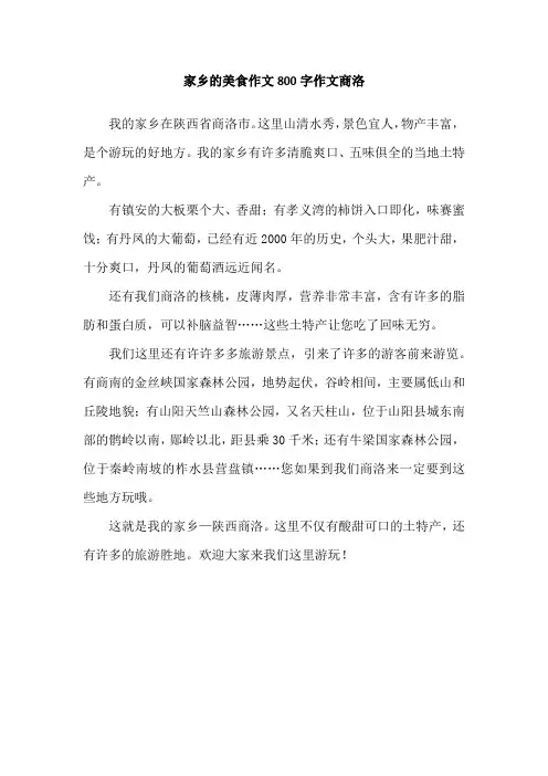 家乡的美食作文800字作文商洛