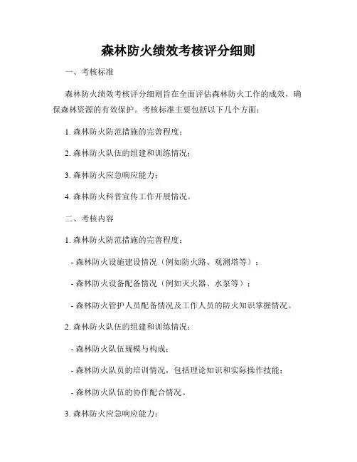 森林防火绩效考核评分细则