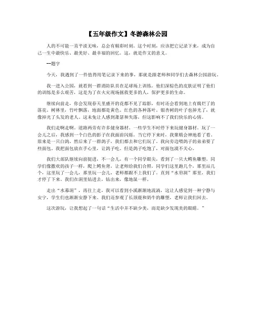 【五年级作文】冬游森林公园