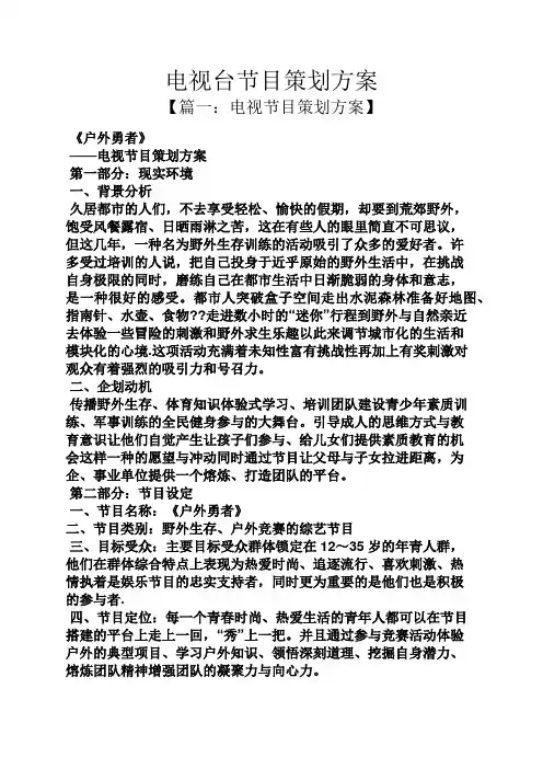电视台节目策划方案