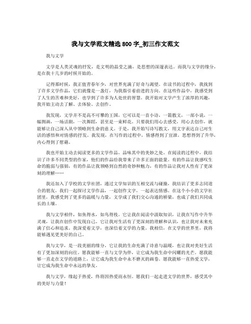 我与文学范文精选800字_初三作文范文