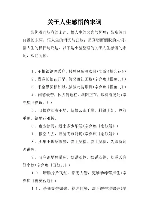 关于人生感悟的宋词