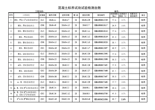 混凝土试验台账