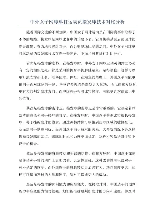 中外女子网球单打运动员接发球技术对比分析