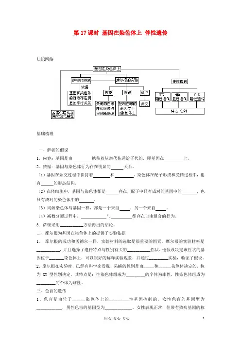 高考生物一轮复习 第17课时 基因在染色体上伴性遗传精品学案