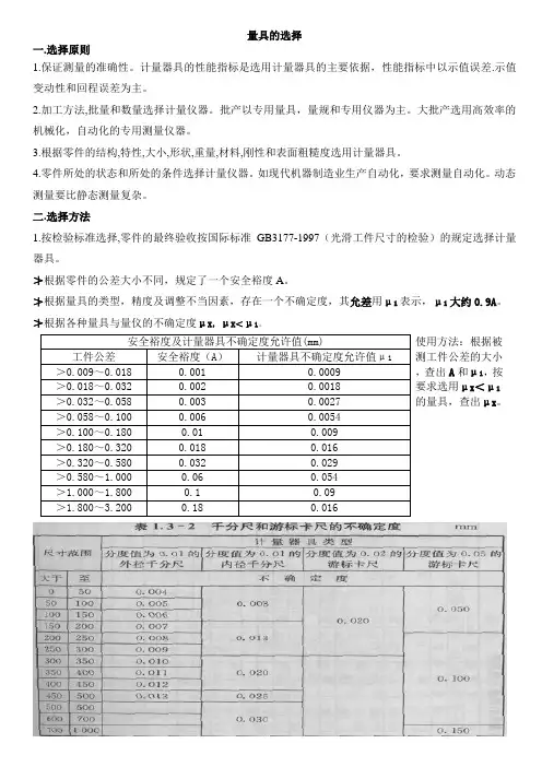 量具的选择