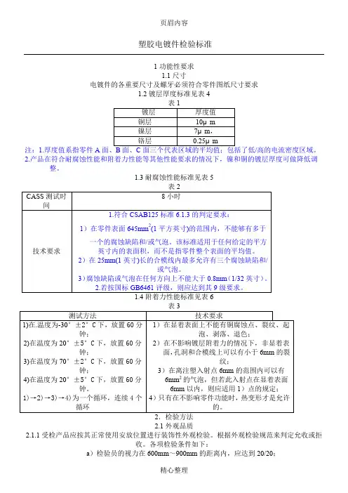 全面的塑料电镀件检验标准
