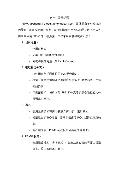 pbmc分离步骤