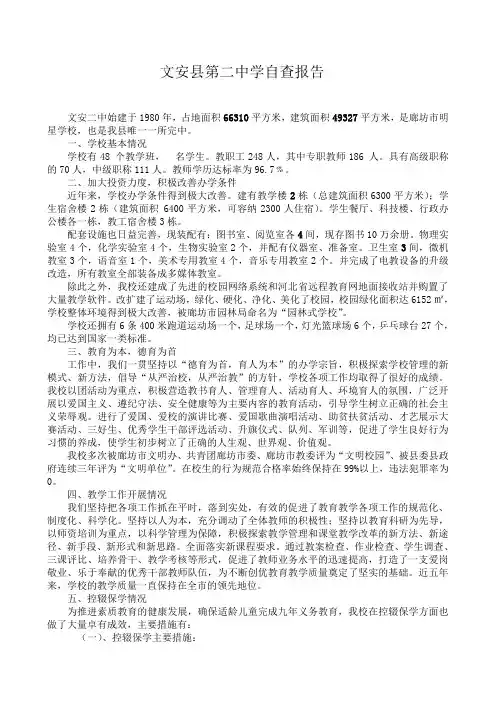 文安县第二中学自查报告