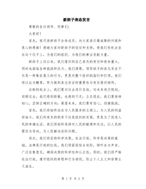 新班子表态发言