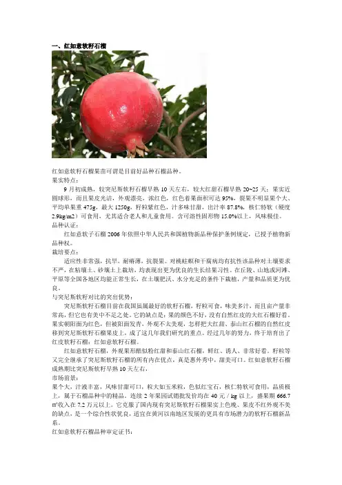 石榴果苗品种大全