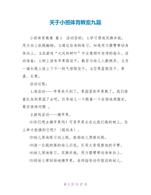 小班体育教案九篇