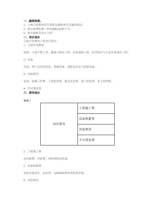 土地开发整理工程预算编制